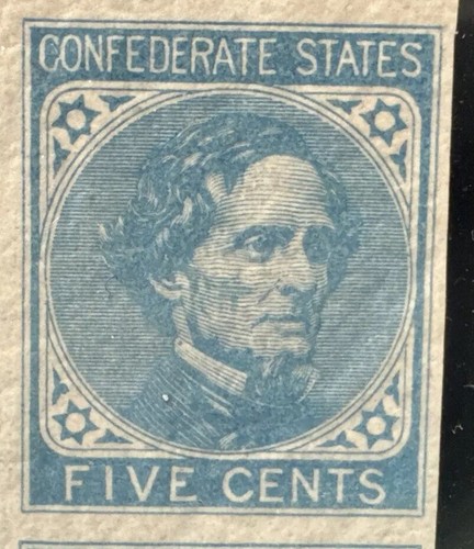 Antique 1862 Confederate States 5c Stamp Block Jefferson Davis CSA #6 Certified - Picture 5 of 6