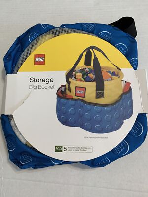 Lego TT0211-700 Yellow Blue Big Toy Storage Bucket 12 X 12 X