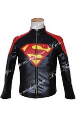 Smallville Cosplay Superman Black Leather Jacket Coat Halloween Popular Costume