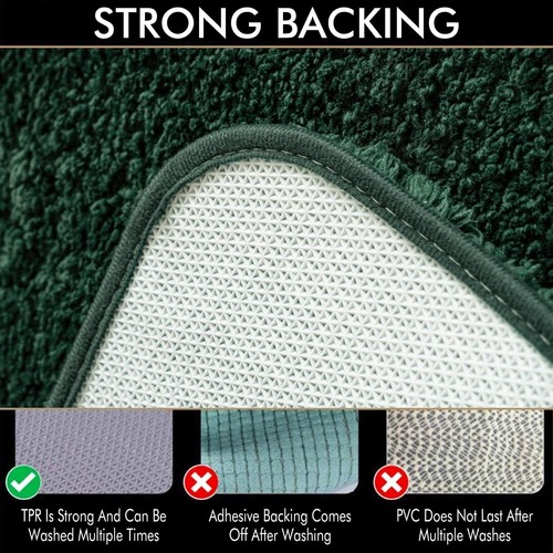 Dark Green Absorbent Bath Rugs Soft Bathroom Mats Non-Slip and Quick-Drying f... - Picture 4 of 7