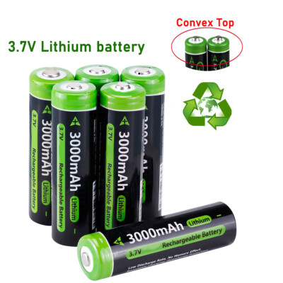 #ad 3.7V Rechargeable Button top Batteries 3000mAh amp; Smart Charger lot $22.99
