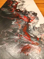 Acrylic Pour Painting Signed OOAK Abstract New Modern Canvas Wall Art 16" x 10"