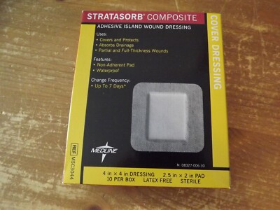 Medline Stratasorb Composite Adhesive Island Wound Dressings, 4x4, Box of 9