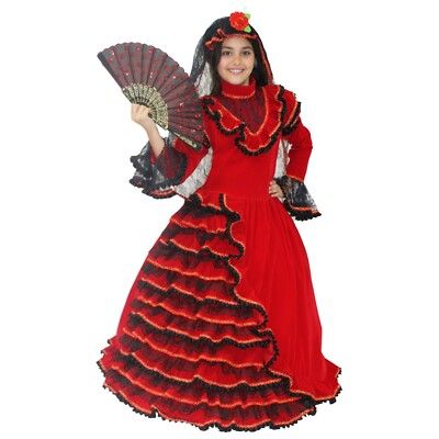 Costume Spagnola in velluto Lusso Vestito Carnevale ballerina spagnola  Pegasus | eBay