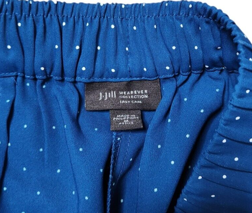 J Jill Petite M Wide Leg Pants Cropped Pockets Polka Dot Wearever Collection - Picture 5 of 5