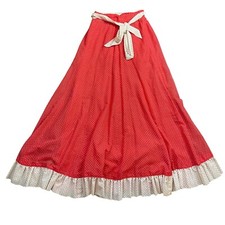 Vintage Elissa Of California Prairie Maxi Skirt Womens 8 A-Line Polka Dot FAIR