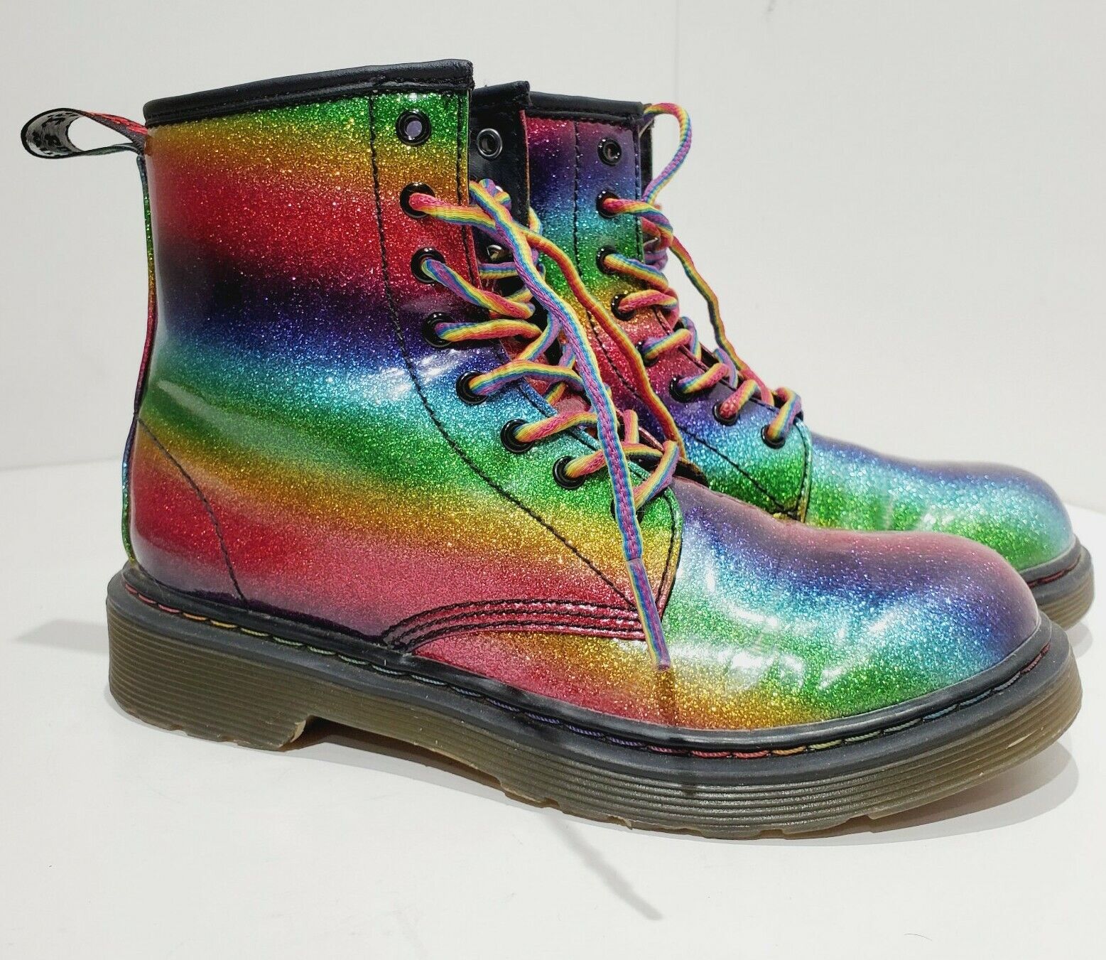  Junior 1460 Ombre Rainbow Glitter High Boots Womens US Sz 3 |  eBay