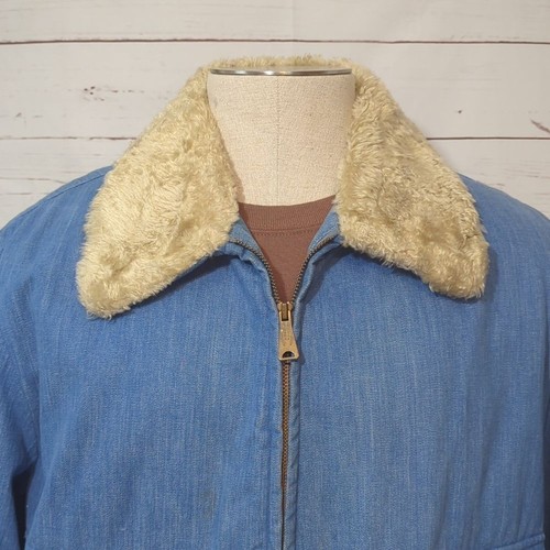 Vintage 60's 70's Sears Denim Bomber Jacket Men's XL Scovill Sherpa Quilted RARE - Imagen 2 de 16