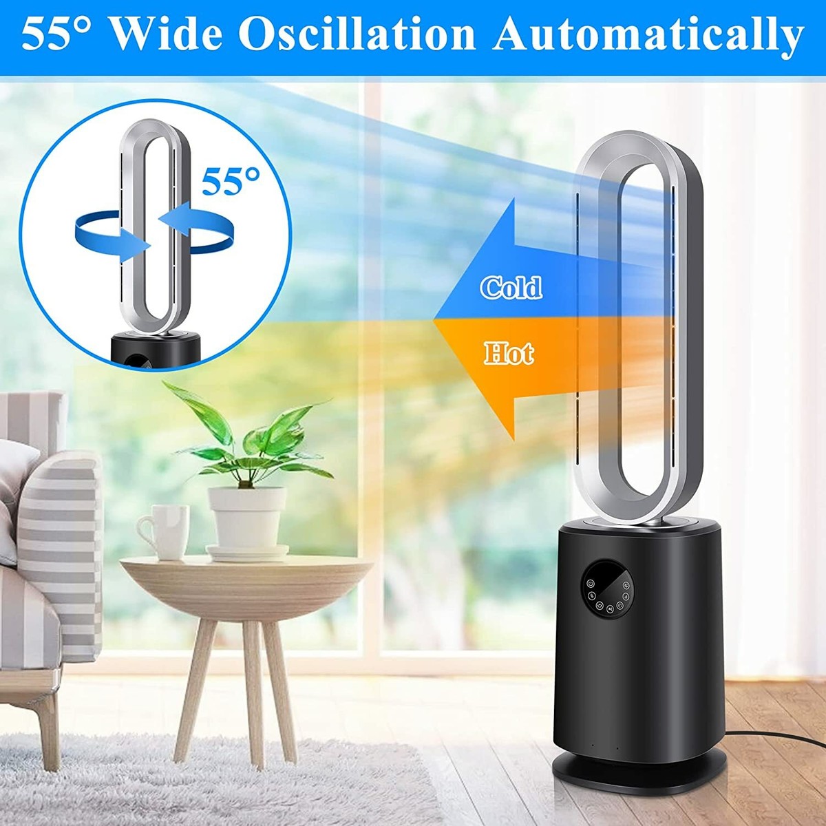 HealSmart 35-inch Space Bladeless Tower Fan,Heater u0026amp; Cooling Air  Purifier Fans | eBay