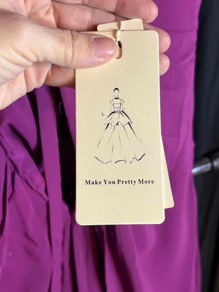 NWT Lace Mother Of The Bride Groom Long Dress Full Length Magenta Half Sleeve 12 - Image 3 of 4