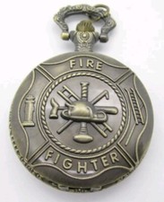 Fire Fighter Pocket Watch with Chain Quartz - NEW