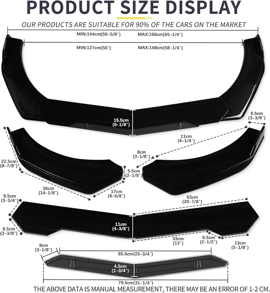 For NISSAN GT-R 2009-2021 Front Bumper Lip Spoiler Splitter Glossy Black Body Foto 3 de 4