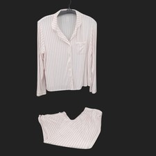 Stars Above Womens Pink Striped Pajamas Size XXL Button Front New Soft Knit Jers