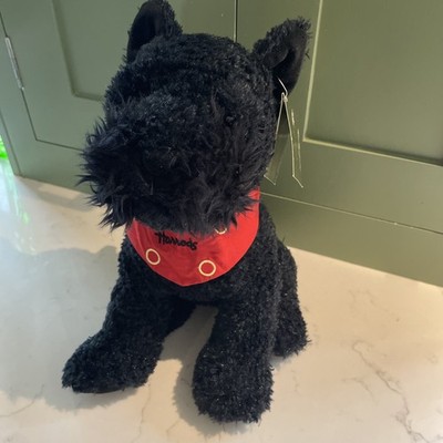 HARRODS BLACK SITTING SCOTTIE DOG TERRIER RED NECKERCHIEF GOLD