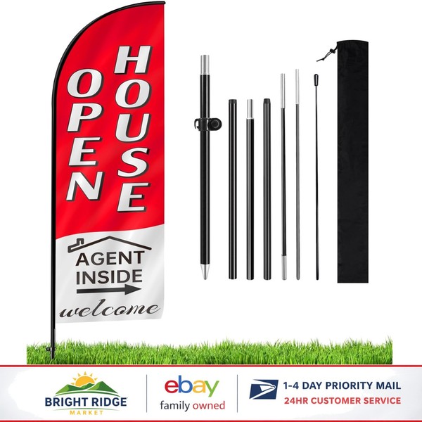 Kit de banner de bandera de casa abierta de 7,9 pies para publicidad y promoción inmobiliaria
