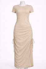 PrettyLittleThing Maternity Stone Ruched Maxi Dress Short Sleeve UK 8