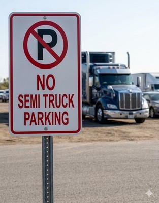 No Semi Truck Parking Allowed 12''X18 Metal Sign Warning, High Gloss Shine, HiVis