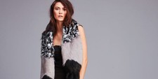 HELEN MOORE Faux fur vegan SCARF back grey animal print BNWT £129.00 rrp