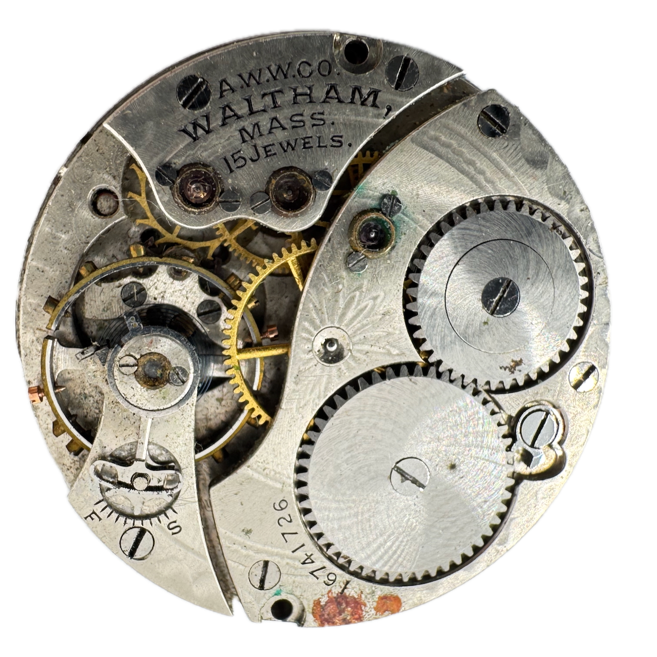 Antique 0s 1908 Waltham 15 Jewel Mechanical Hunter Pocket Watch Movement 165