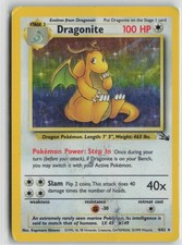 Dragonite 4/62 Rare Fossil Pokemon Unlimited Holo Damaged