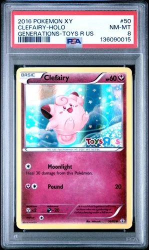 2016 POKEMON XY GENERATIONS TOYS R US #50 CLEFAIRY-HOLO PSA 8