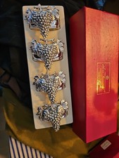 Hans Turnwald Silver Plate Grapes Napkin Rings In  Box Signature Collection