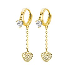 Sterling Silver CZ Heart Small Hoop Earrings for Women Teen Girls Love Huggie...
