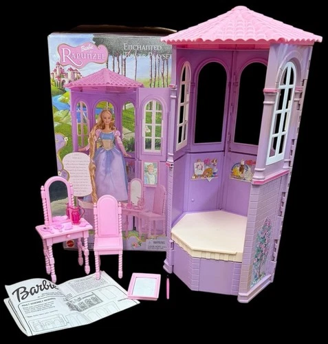 COMPLETE IN BOX Vintage 2002 Barbie as Rapunzel Enchanted Tower Playset #47829