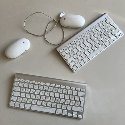 Apple Konvolut: 2x Wireless Keyboard A1314 + 2x Apple Mighty Mouse gebraucht