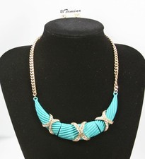 Turquoise  Gold Tone Necklace  Earrings Set Fashion Costume Jewelry jxyk New