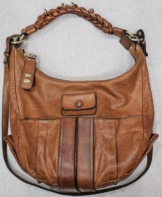 CHLOE Heloise Large Hobo Bag Shoulder Crossbody Brown Tan Leather Braided Strap