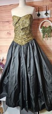 Ceremonia Rare Vintage Gold Black Puffy Evening Occasions Dress Size 18