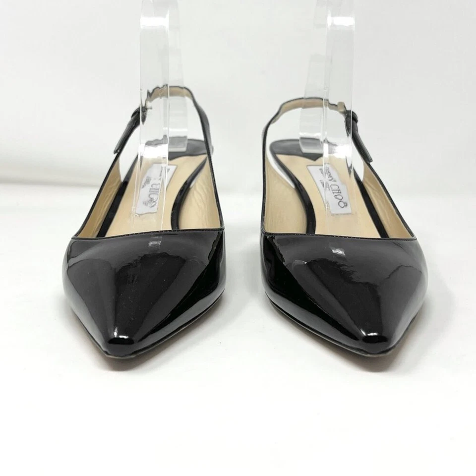 Jimmy Choo Erin Negro Patente Slingback Gatito Tacones Talla 41 Foto 3 de 4