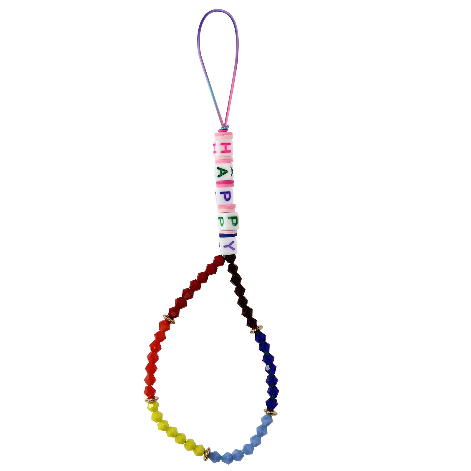Bijou de téléphone anti-chute en perles multicolores pour éviter les casses