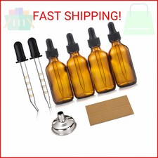 4 Pack, 2 oz Dropper Bottles with 2pcs Glass Pipettes 1ml - Essential Oils Bott