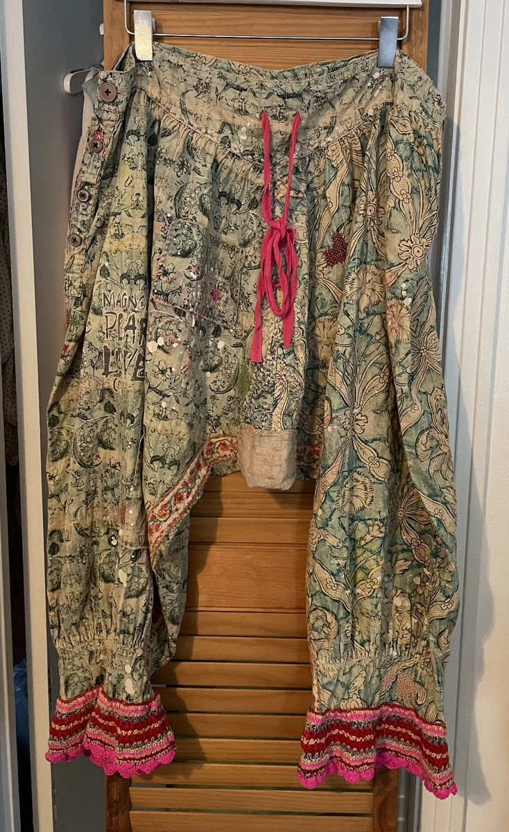 Pantalon En Chambray Magnolia Pearl "QUILTWORK CHARMIE" - Taille Unique - Motif Carreaux Et Cœur - Neuf Avec étiquettes