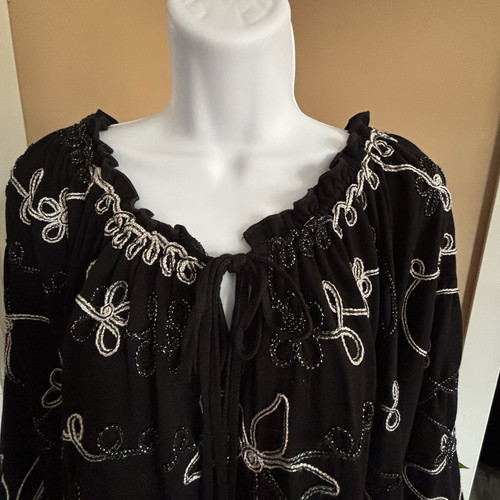 Once Again Tunic Art To Wear Women’s 3x Peasant Metallic Cording Top Blouse Boho - Picture 1 of 13