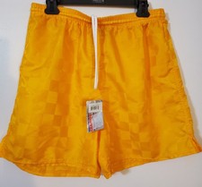 NOS Champro Checkered Nylon Yellow Soccer Shorts Drawstring L