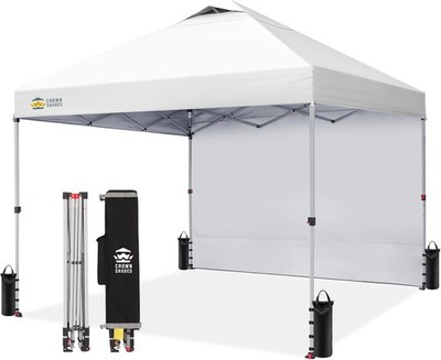 10x10 Pop Up Canopy W/ 1 Side Wall Beach Tent W/ One Push Setup Outdoor Sun Hot