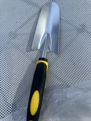 Profi Gartenkelle und Handschaufel, Edelstahl breiter Kopf gelb 