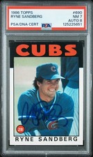 1986 Topps Ryne Sandberg SIGNED #690 PSA/DNA 7 AUTO 8 DUAL GRADE HOF CUBS