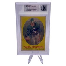 1958 Topps #90 Sonny Jurgensen Signed HOF Rookie Card Beckett Authentic Redskins. rookie card picture