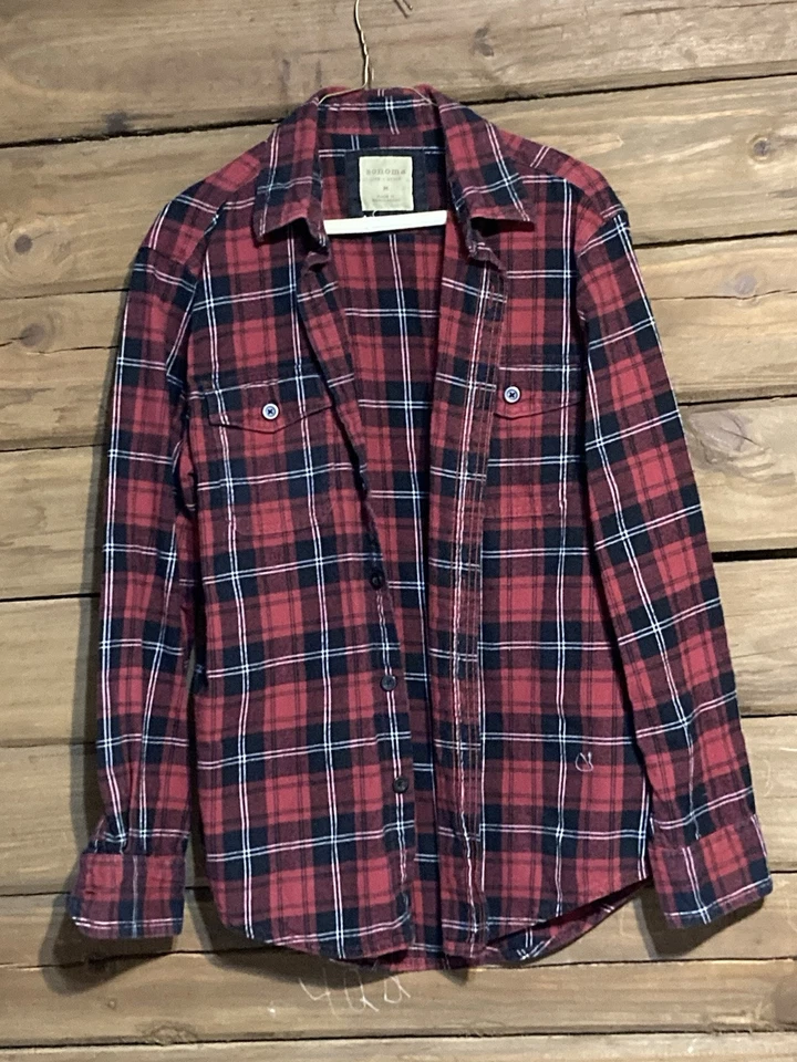 Lote de dos camisas de franela medianas para hombre joven manga larga Foto 3 de 4