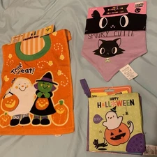 Baby 0-12 Months Halloween Bib, Bandana Bib & Headband & Book Item# 1659