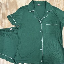 Eberjey Gisele Short Sleeve Pajama Set Green Soft Modal Loungewear Women  s Small