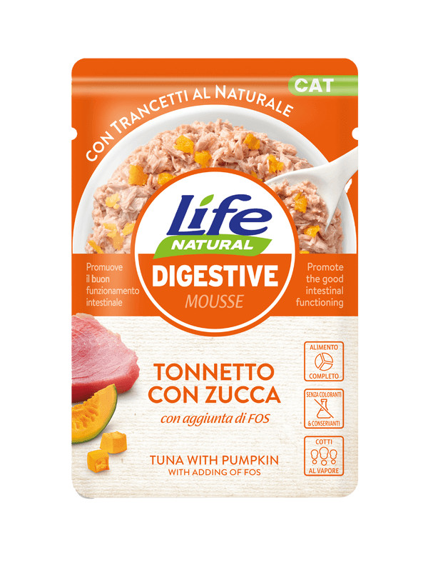 Life Cat Natural Digestive Bustine 70 gr Tonnetto con zucca - confezione da 30 pezzi - Cibo umido per gatti - 1° ORDINE? scegli tra BZR5 - BZR20 + 200 pt fedeltà - Immagine 3