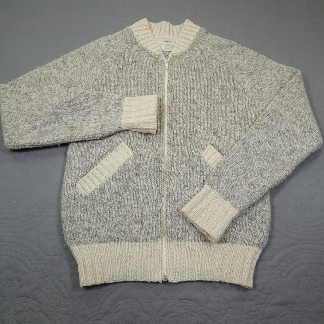 Vintage Winona Knits Sweater Womens Small Cream Talon Zip Cardigan USA 80s Wool