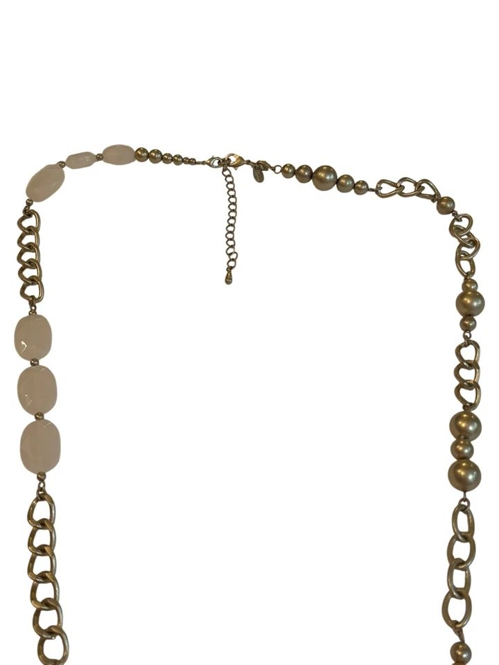 Collar Lia Sophia Tono Dorado Grueso Cadena Rosa Pálido Acrílico Cuentas Cierre Langosta Foto 2 de 4