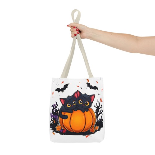 Cute Black Cat Halloween Tote Bag Pumpkin Cat Lovers Fall Gift - Picture 21 of 41