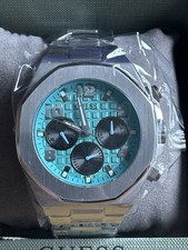 Guess Empire Chronograph Watch GW0489G3 Sky Blue Dial Steel Strap RRP £200
